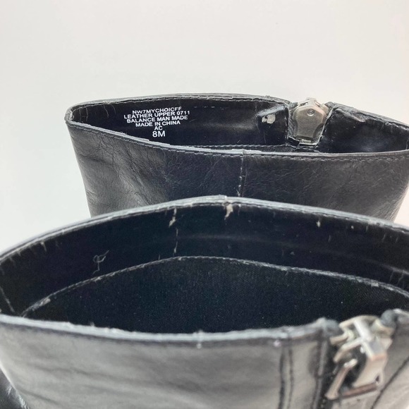 Nine West Black Leather Moto Style Biker Boots Women's Size 8M Buckle Zipper - Picture 10 of 16